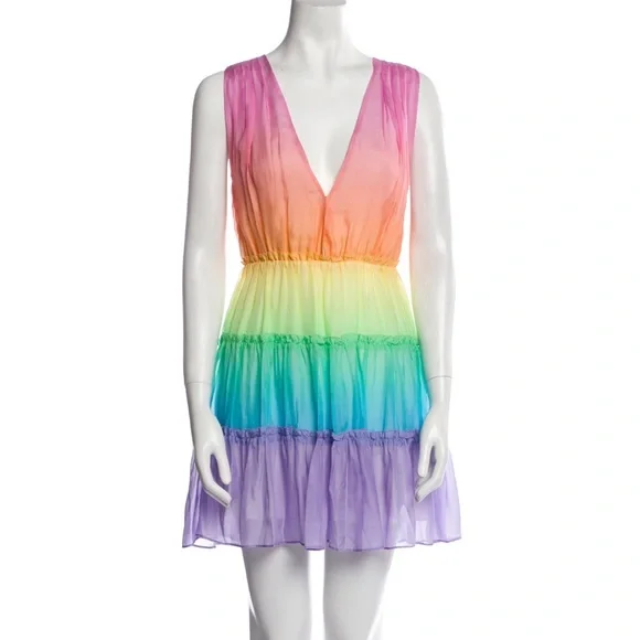 Cami NYC Egle Rainbow Silk Tiered Mini Dress XS - Picture 1 of 4